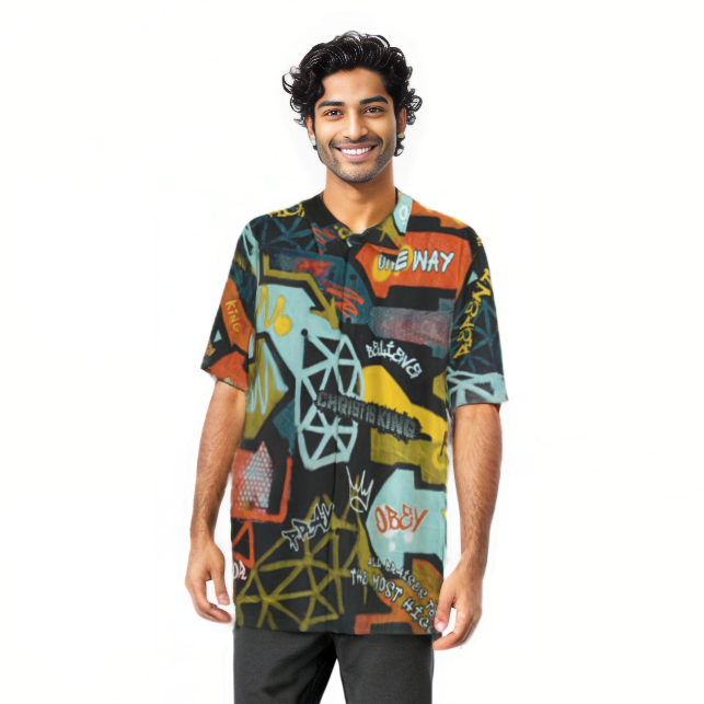 GRAFFITI GOD Long Button Down Shirt With Pocket