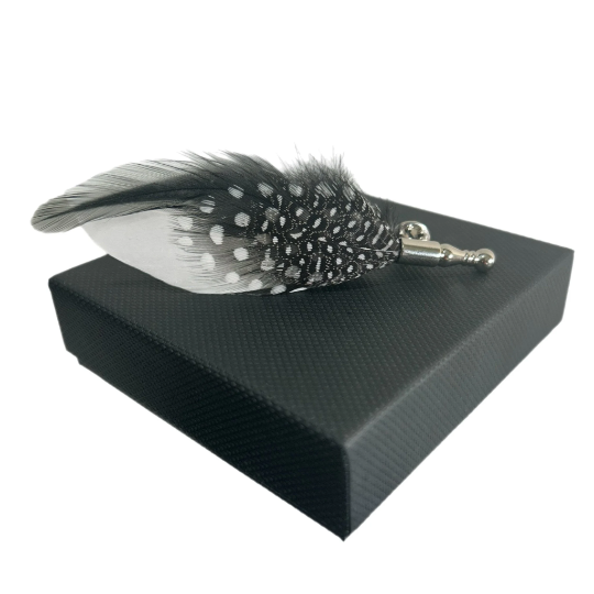 White and Black Feather Lapel Pin