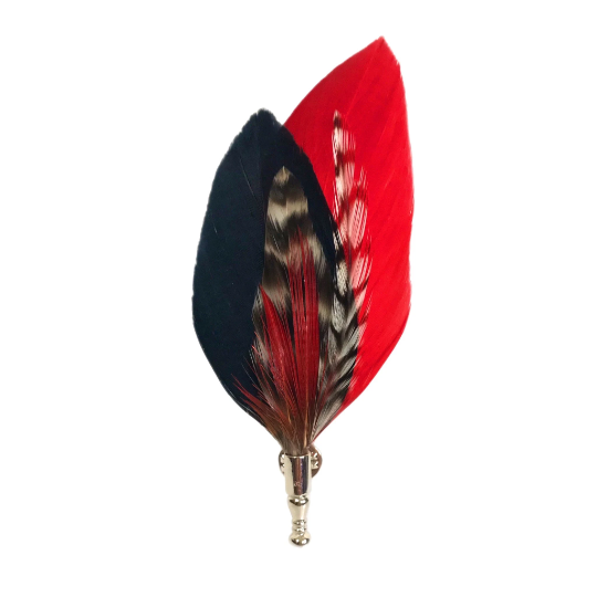 Red, Black and Brown Feather Lapel Pin