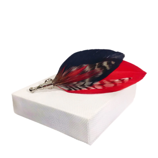 Red, Black and Brown Feather Lapel Pin