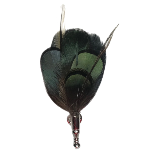 Green and Black Feather Lapel Pin