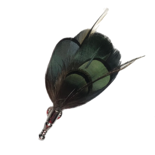 Green and Black Feather Lapel Pin