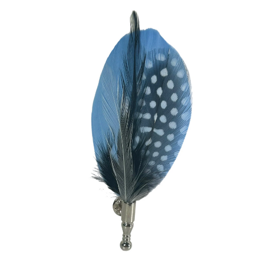 Light Blue, Black and White Pheasant Feather Lapel Pin