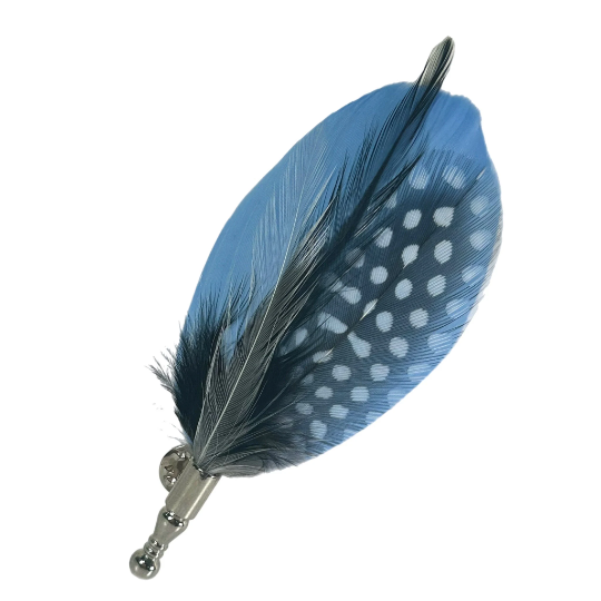 Light Blue, Black and White Pheasant Feather Lapel Pin