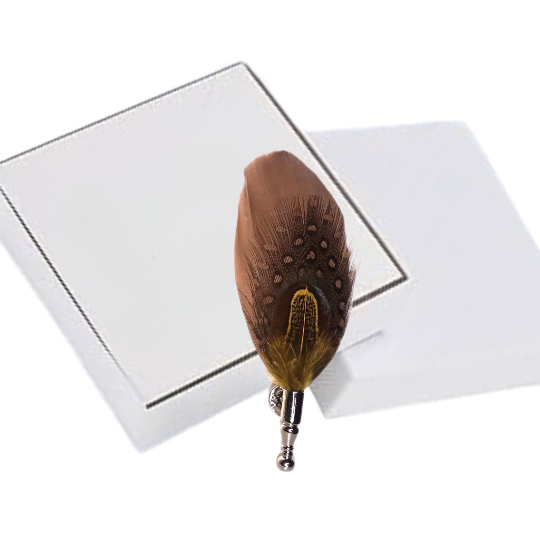 Brown and Yellow Feather Lapel Pin