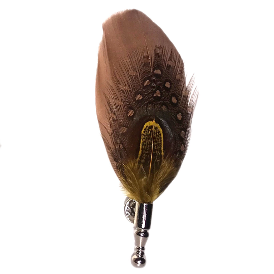 Brown and Yellow Feather Lapel Pin