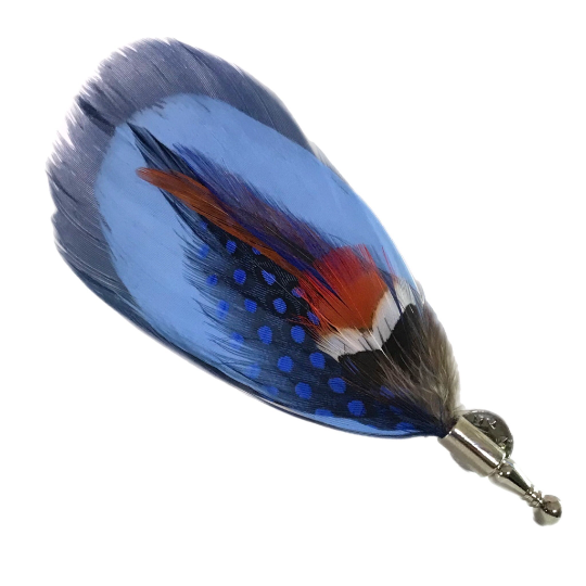 Navy, Baby Blue and Burnt Orange Pheasant Feather Lapel Pin