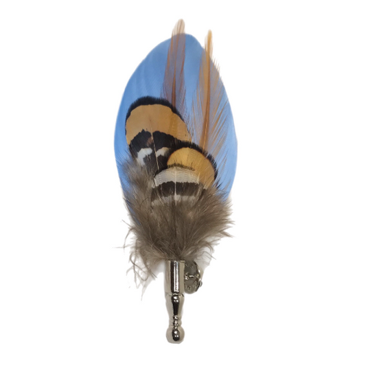 Light Blue, Brown and Tan Pheasant Feather Lapel Pin