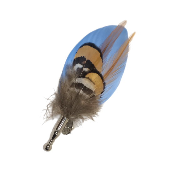 Light Blue, Brown and Tan Pheasant Feather Lapel Pin