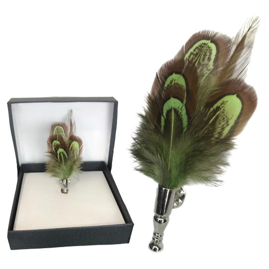 Pheasant Feather Lapel Pin (10 Colors)