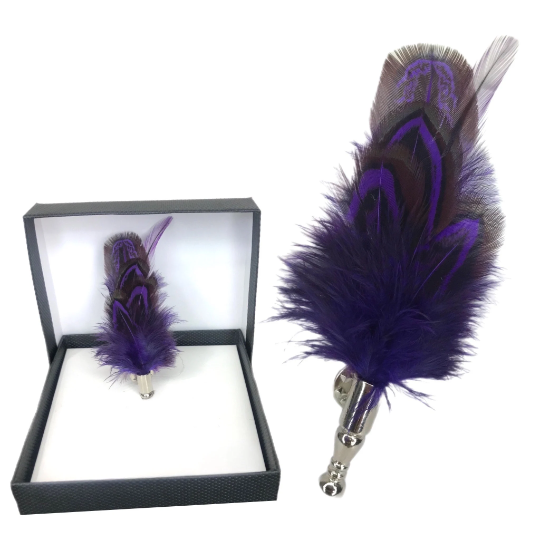 Pheasant Feather Lapel Pin (10 Colors)