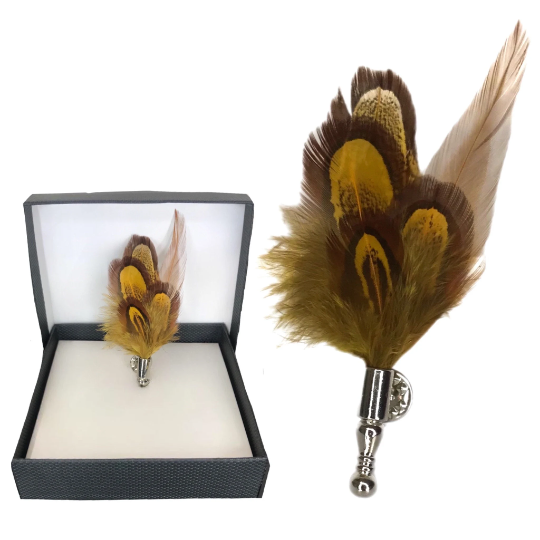 Pheasant Feather Lapel Pin (10 Colors)