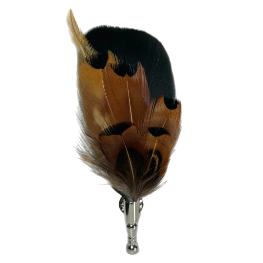 Brown / Beige Pheasant Feather Lapel Pin