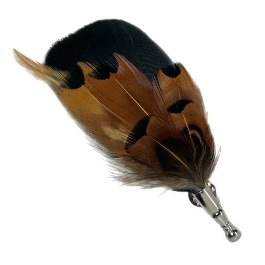 Brown / Beige Pheasant Feather Lapel Pin