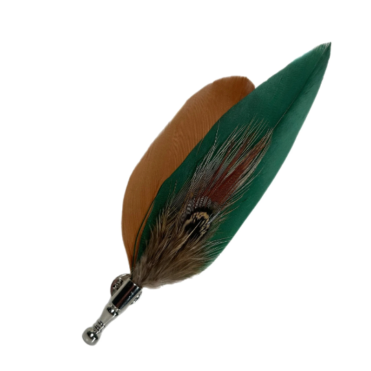 Green and Brown Pheasant Feather Lapel Pin