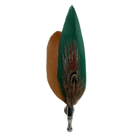 Green and Brown Pheasant Feather Lapel Pin