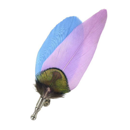 Pink Lavender and Blue Peacock Feather Lapel Pin