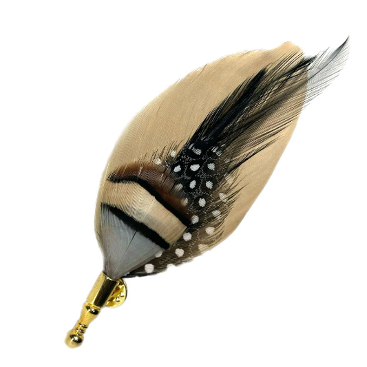 Brown, Tan, Black and Gold Feather Lapel Pin