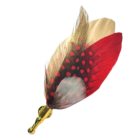 Red, Black and Gold Feather Lapel Pin