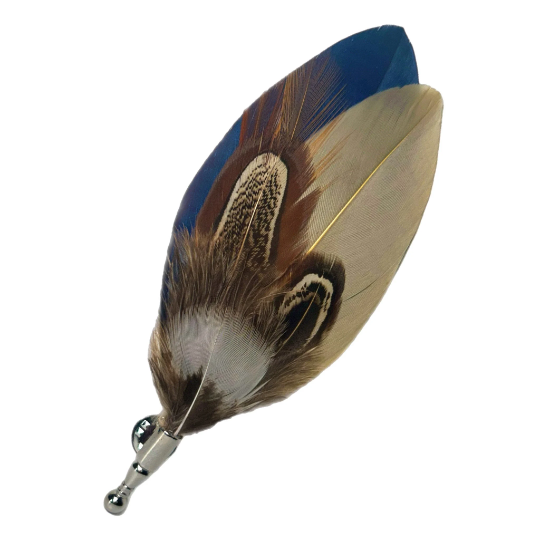 Brown, Tan and Navy Blue Feather Lapel Pin