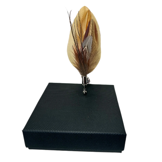 Tan and Brown Feather Lapel Pin