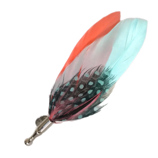 Coral Pink Soft Mint Green/Blue Feather Lapel Pin