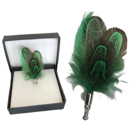 Pheasant Feather Lapel Pin (10 Colors)