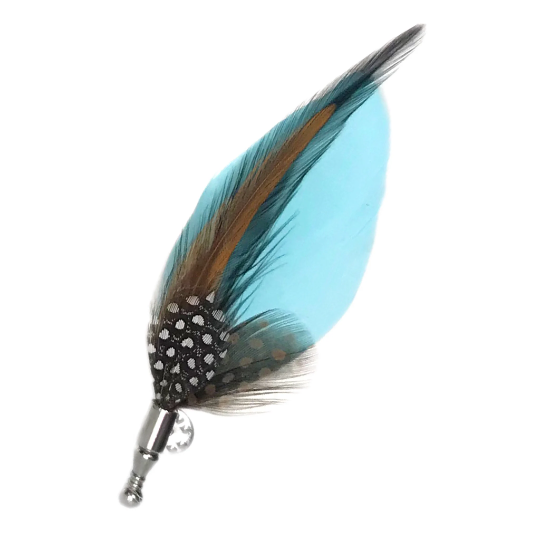 Light Aqua Blue, Brown and Black Feather Lapel Pin