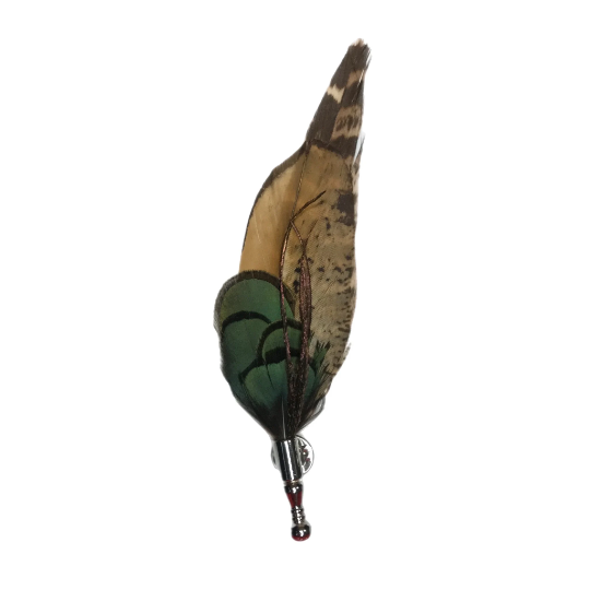 Black, Brown and Green Pheasant Feather Lapel Pin