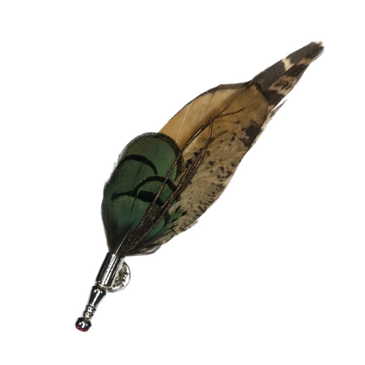 Black, Brown and Green Pheasant Feather Lapel Pin