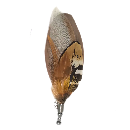 Brown / Beige Pheasant Feather Lapel Pin