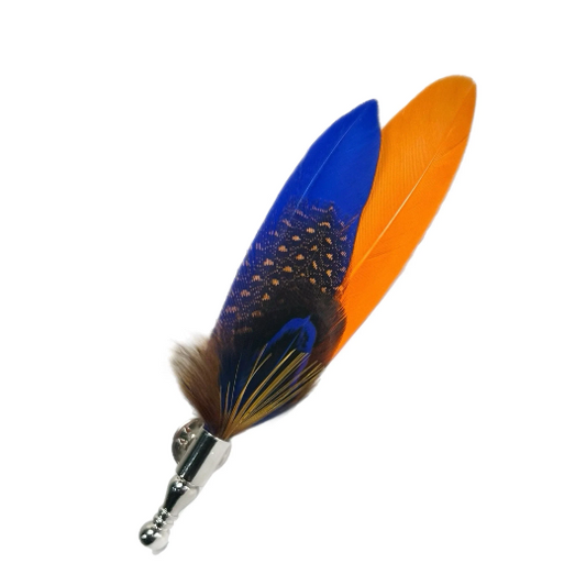 Blue and Orange Pheasant Feather Lapel Pin