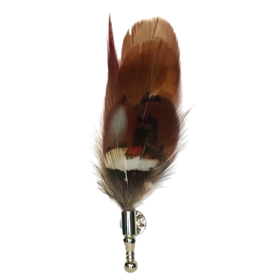 Multicolor Brown / Beige Mixed Pheasant Feather Lapel Pin