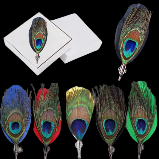 Peacock Feather Lapel Pins (Pick Your Own Color)