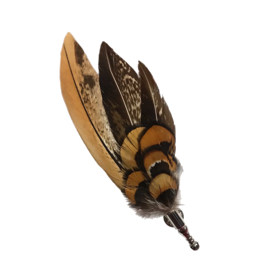 Black, Brown and Beige Feather Lapel Pin