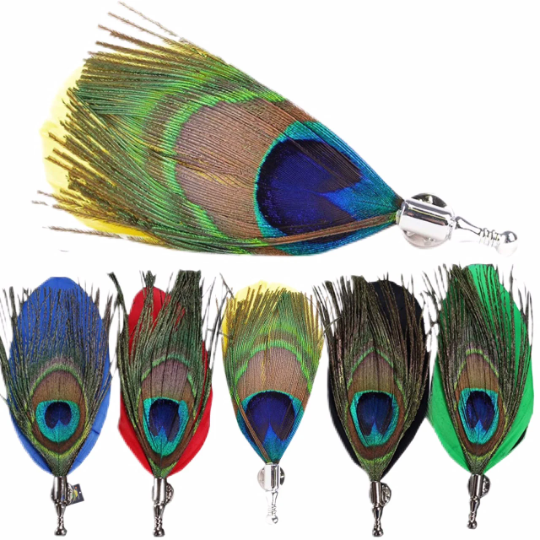 Peacock Feather Lapel Pins (Pick Your Own Color)