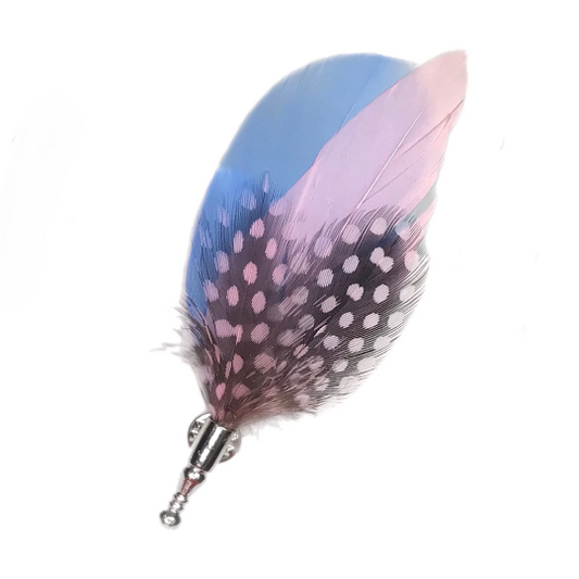 Light Baby Blue and Pink Pheasant Feather Lapel Pin