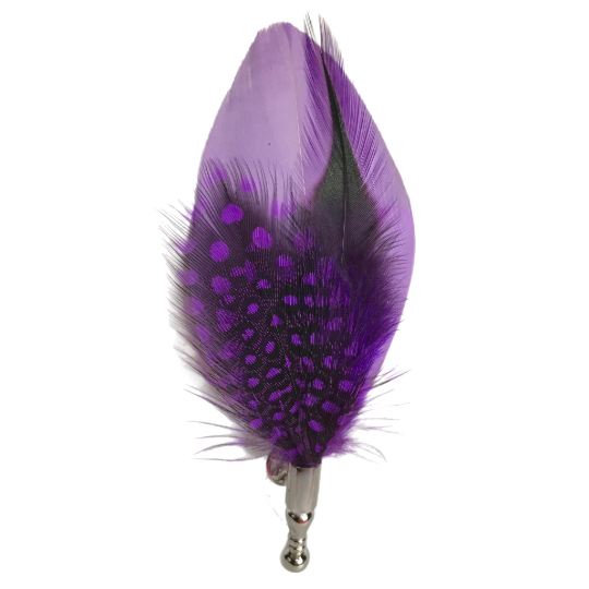 Lavender / Purple Polka Dot Pheasant Dyed Rooster Feather Lapel Pin