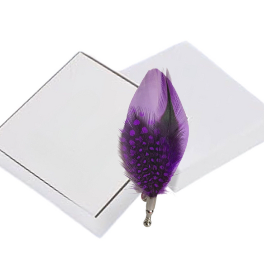 Lavender / Purple Polka Dot Pheasant Dyed Rooster Feather Lapel Pin