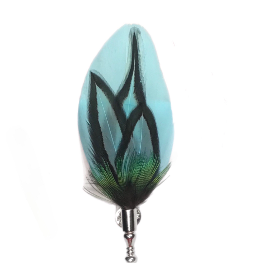 Aqua Blue / Dyed Rooster Feather Lapel Pin