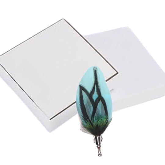 Aqua Blue / Dyed Rooster Feather Lapel Pin