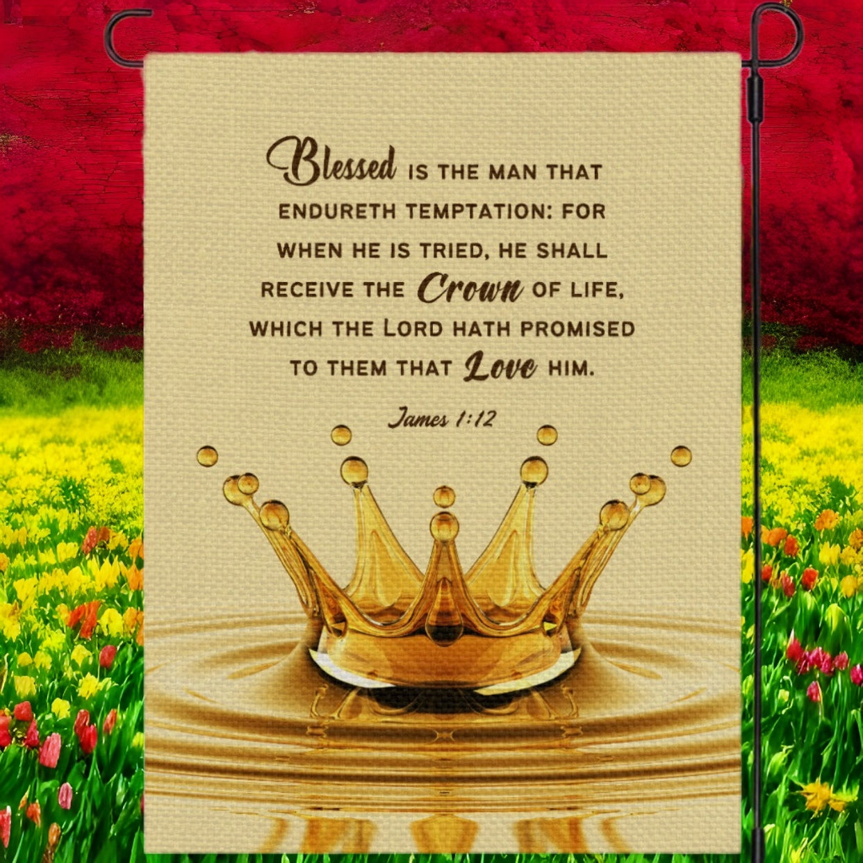 CROWN OF LIFE John 1:12 Garden Flag