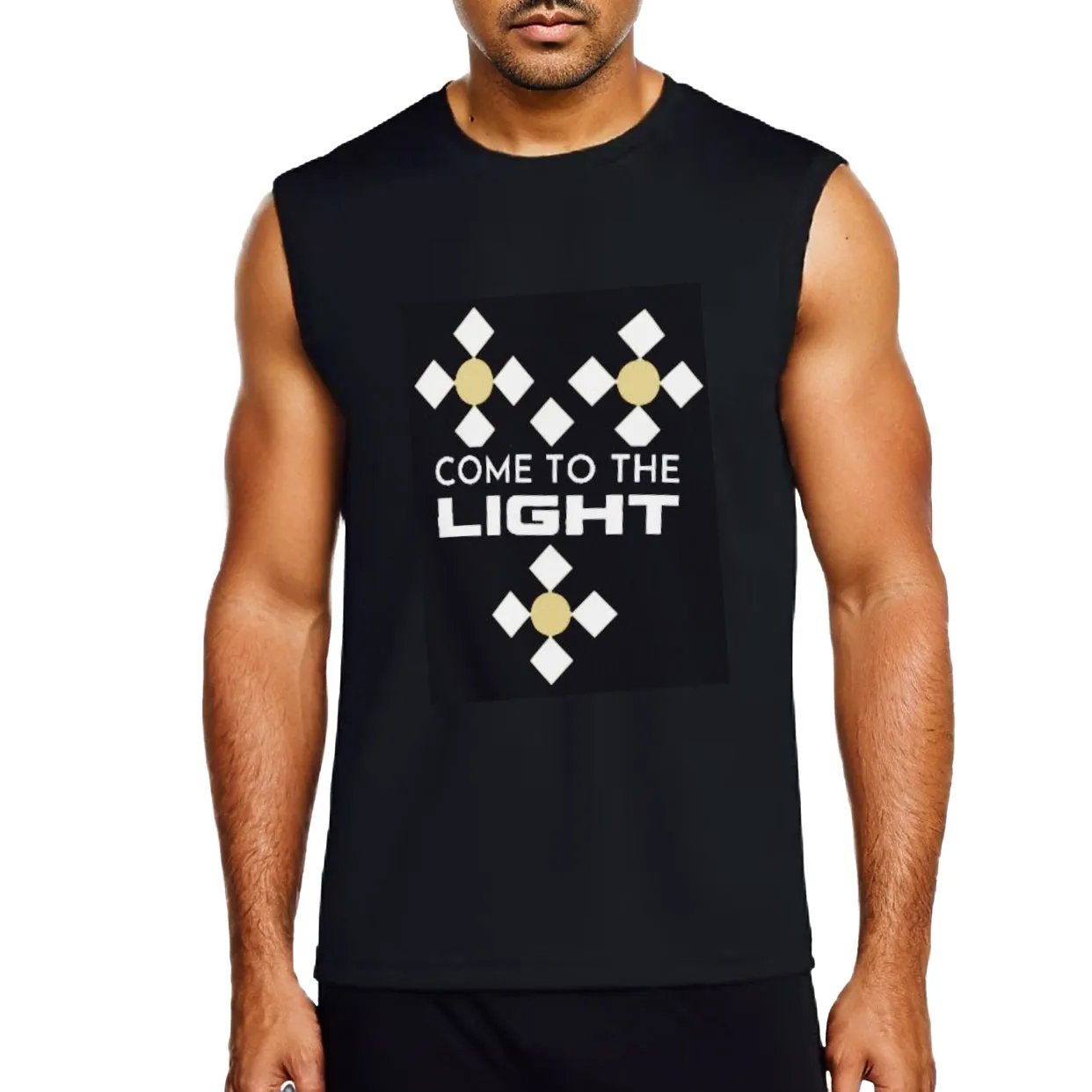 COME TO THE LIGHT White O Neck Sleeveless T Shirt