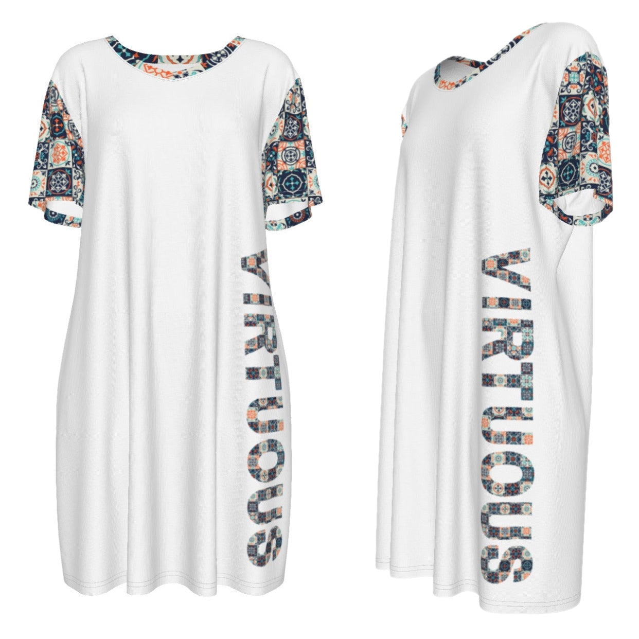 VIRTUOUS Boho Pattern Cotton Dress