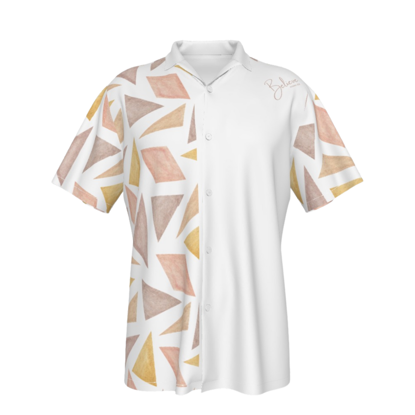 BELIEVE Abstract Pattern Hawaiian Button Shirt