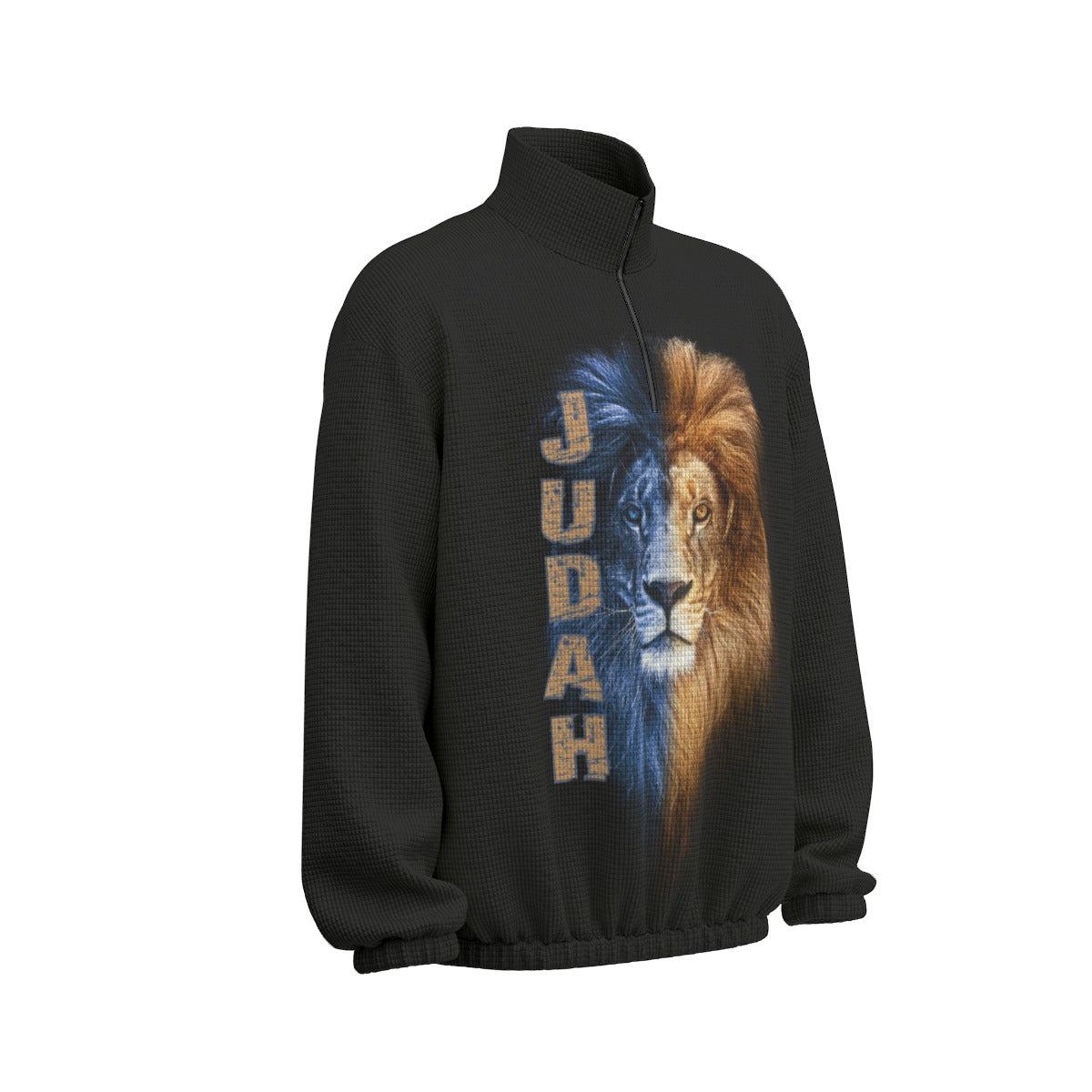 JUDAH LION Unisex Black Turtleneck Zippered Sweatshirt