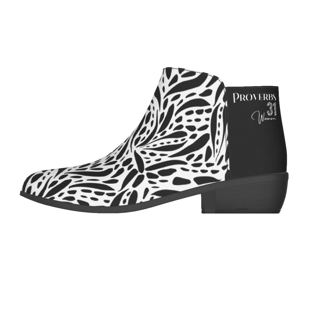 Proverbs 31 Woman Black and White Leopard Fashion Suede Boots