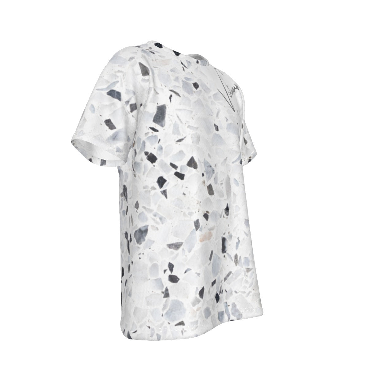 VIRTUOUS Gray Rock Marble Print T Shirt