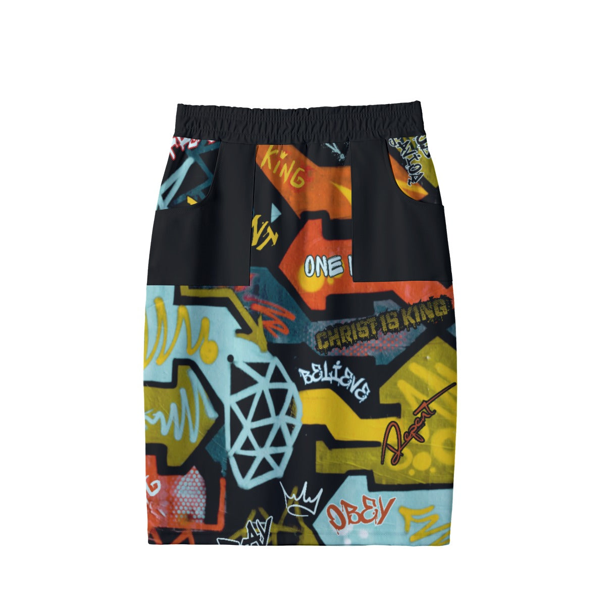 GRAFFITI GOD Pencil Skirt with Pockets