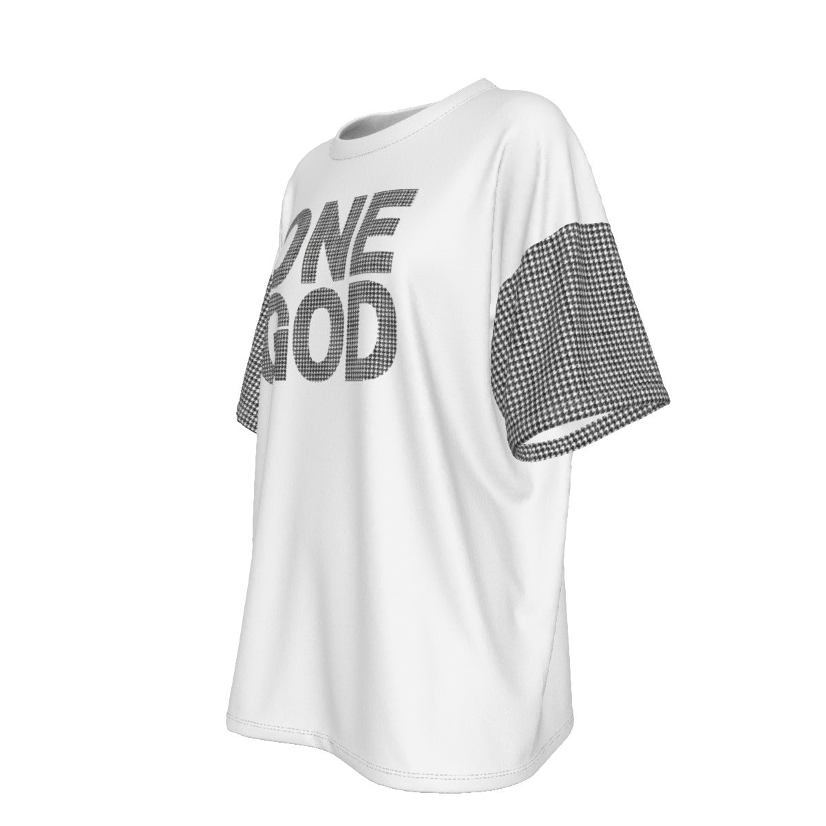 ONE GOD Houndstooth Print Drop Shoulder T Shirt